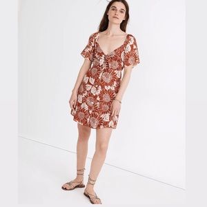 Madewell Silk Tie-Front Dress in Sunflower Season
